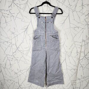 MWG Vintage Blue Stripe Zipper Wide Leg Denim Overalls
